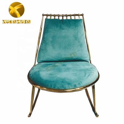 China Luxury Living Room Furniture Sets Luxury Gold Stainless Steel Leisure Lounge Chair Metal Hotel Swing Chair For Garden for sale