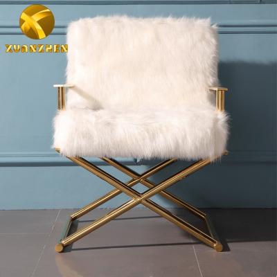 China Luxury modern white wool lounge chair sofa chair leisure gold sets luxury living room lounge chair for sale for sale