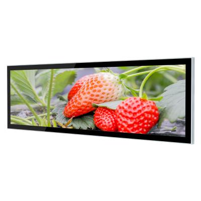 China Indoor Supermarket Billboard HD Strip 23.1 Inch Mainland Lcd Display Stretched Type Lcd Bar Screen Advertising Display Bar Board liquid crystal display for sale