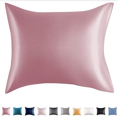 China 100% Sheer Anti-Static Momme Mulberry Silk Satin Hidden Large Pillow Case Solid Color 16,19,22,30 Zipper Standard Queen Size for sale