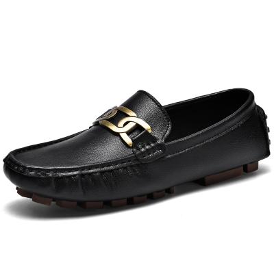 China Custom LOGO Rubber design cow leather zapatos de cuero pea loafers formal casual men's stylish LOGO Rubber shoes for gentleman for sale