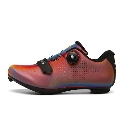 China Colorful Red Nylon Calzado Rubber Material Guality Hombre Bicycle Shiny Trainers Mens Quick Spinning Bike Sneakers Sport Cycling Shoes for sale