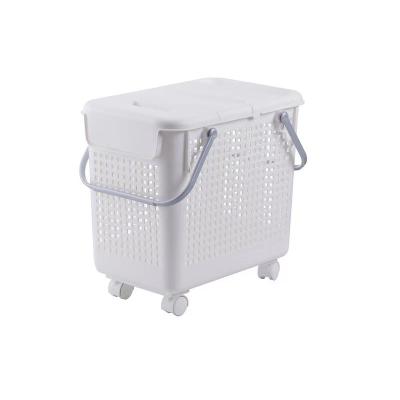 China Bathroom URU Portable Durable Wholesale Bathroom Plastic Laundry Basket With Lid for sale