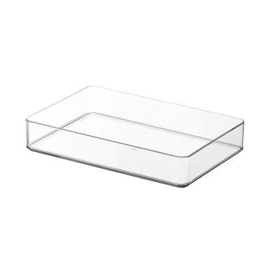 China Sustainable Stackable Make Up Storage Box Transparent Plastic Drawer Organizer for sale