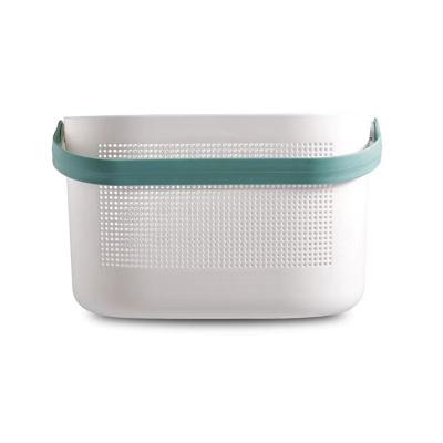 China Sustainable URU Outdoor High Quality Wholesale Plastic Storage Basket With  Colorful Handle for sale