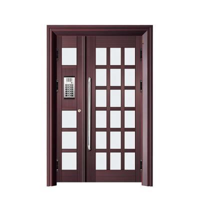 China Customized Modern Commercial American Windproof Building Decorative Steel Doors for sale