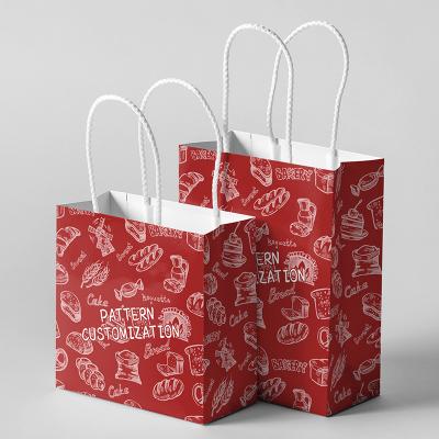 China Recycled Materials Wholesale Printed With Your Own Logo Delivery For Food Catering Take Out Restaurant Take Out Paper Bags for sale