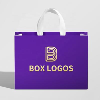 China Hot Sales Custom Materials High Quality Recycled Gold Foil Logo Customized Paper Bags For Hair Extension Packaging for sale