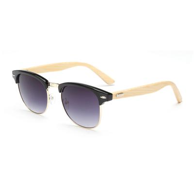 China Fashion Sunglasses Amazon Hot Selling Semi Frame Women Bamboo Men Retro Sun Glasses Brand Sun Glasses for sale