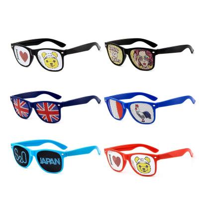 China Promotion Sunglasses 2022 Promotional Logo Pinhole Lens Sunglasses Cheap Price Party Eyewear Custom Sticker Sun Glasses For Kids for sale