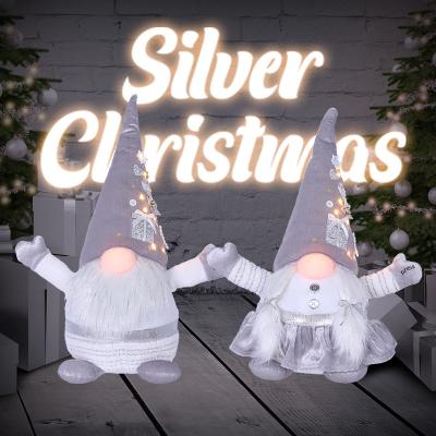 China Christmas Grift Creative Faceless Doll Ornaments Home Table Ornament Raised Hands Gnome With LED Light for sale