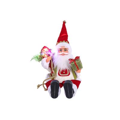 China Christmas Gift Santa Claus Sitting With Gift Bag Ornaments Decorations Tree Figurines Collection Hanging Doll for sale