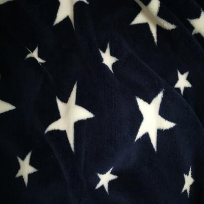 China Leda Shrink-Resistant Star Printed Polyester Knit Coral Fleece Fabric For Bed Sheet for sale