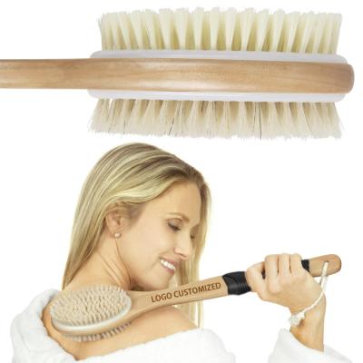 China Spifit Long Handle Ergonomically Ergonomically Double Sided Long Handle Wet Dry Back Brush Scrubber For Shower for sale