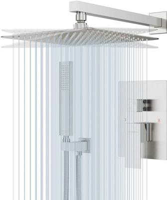 China Slide Barless Brushed Nickel Shower Faucet Set For Bathroom Air Injection High Tech 12