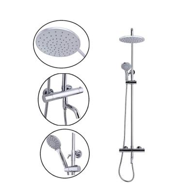 China Without Slide Bar Avatar Rainfall Shower System Thermostatic Mixer Tap Sets Triple Function Chrome With Adjustable Slide Bar Shower Head for sale