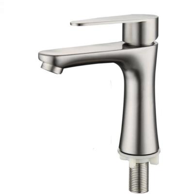 China Thermostatic Single Square Bathroom Sink Faucet Wire Drawing Stainless Steel Faucets Single Cold Faucet for sale