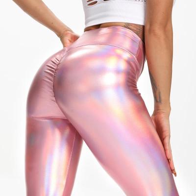 China Anti-Wrinkle Leggings Slim Women High Waist Comfort Tight Gaiters Lift Up Colorful Laser Fitness Legging Casual Women for sale