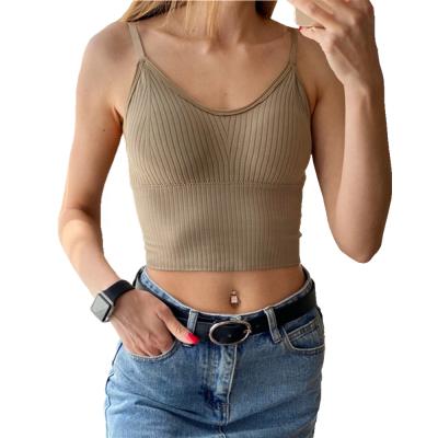 China Anti Pilling Sports Seamless Crop Top Simple Fitted Tube Top Sleeveless All Match Padded Tank Tops Women Bralette Camis Lingerie Stockings for sale