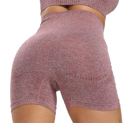 China European and American anti-wrinkle small holes fitness shorts seamless casual sports diet shorts ruler high waist yoga pants for sale