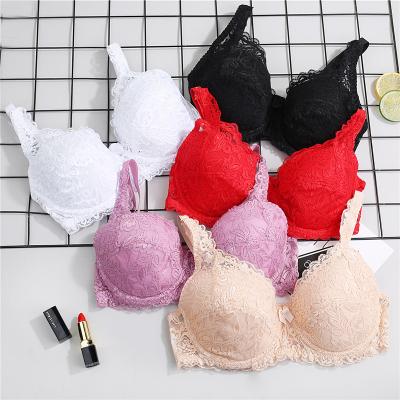 China QUICK DRY fabrication plus size lace bra with steel D ring cup gather and Underwire bra multi colors breast narrow sexy bra for sale