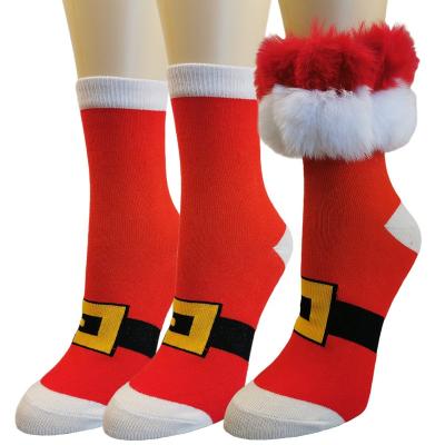 China Factory Wholesale Adult Christmas Antibacterial Socks Creative Cotton Plush Velvet Luxury Red Medium Knee Socks Fashion Hip Hop Adults Socks for sale