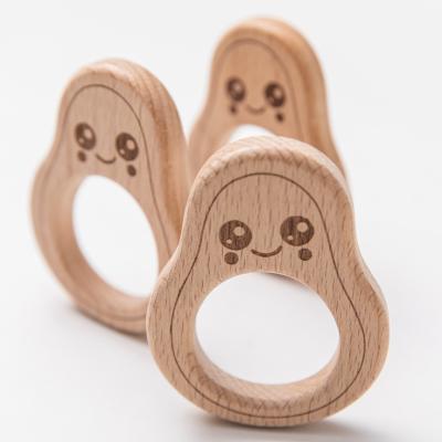 China Construction Toy Wholesale Beech Wood Baby Rattle Wooden Molar Rattle Teether Toys Squeaky Squash Doll Rattle for sale