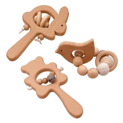 China Wooden Teether Organic Animal Wooden Baby Teething Teething Ring Best Teething Toys for sale