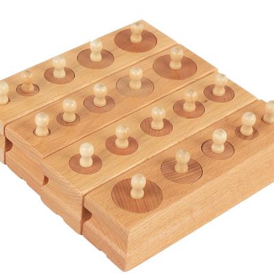 China Toddler Premium Knobbed Knobbed Cylinder Blocks Eductaional Montessori Montessori Wooden Toys (Set Of Four) for sale