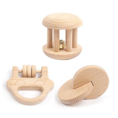 China 100%Food Grade Wooden Teether Baby Montessori Materials Toys Other Educational Toys Kids Game Rattle Premium Wooden Cylinder for sale