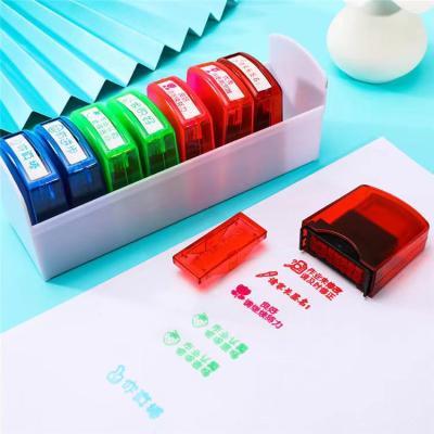 China Office 8 in 1 Teacher Plastic Colorful Funny Self-Inking Stamps for sale