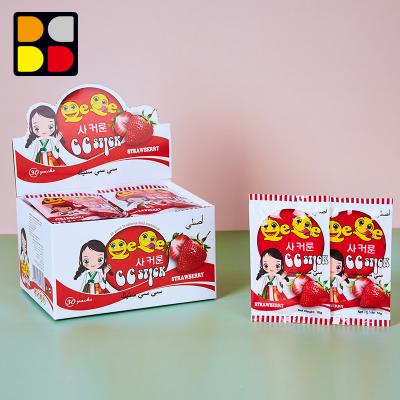 China Manufacturer Natural Strawberry Sour Ice Cream Cc Sweet Sugar Fruit Stick Candy for sale