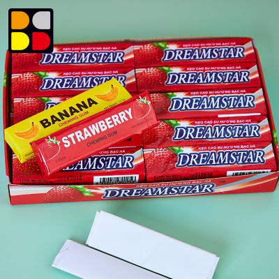 China Cheap Factory Normal Wholesale OEM Price Bubble Gum Halal Strawberry Five Fruity Sticks Soft Chewing Gum for sale