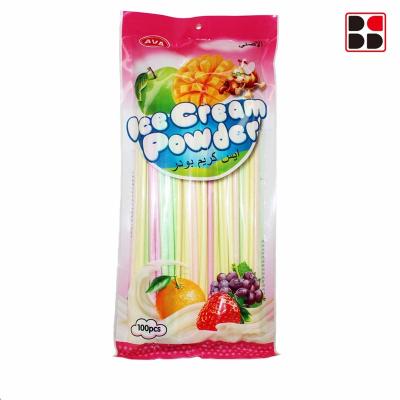 China Natural Factory Wholesale Halal Stick Candy Mix Sour Fruit Powder Straw Candy for sale