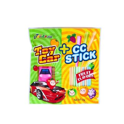 China CC Normal Wholesale Stick Flavor Fruit Candy Toy Surprise Gummy Candy With Toy Car Bag Packing In Display Box for sale