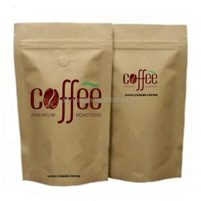 China Security Rack Up Food Flour Packaging Bags And Coffe Bag With Window Kraft Paper Bag for sale