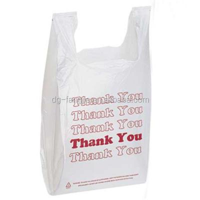 Cina Disposable China Manufacturing Cheap Printed HDPE Plastic Wholesale Thank You T Shirt Bag in vendita