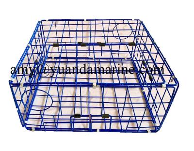 China Commercial Crab Folding Pallet Crab Trap Pot in Plastic Coated Mesh and Four Doors for sale