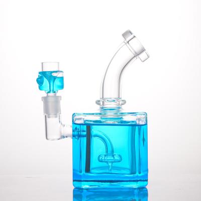 China 7 des Filtrierapparat-Glas-Zoll Wasser-Bong Diamond Cube Glycerinum Freezable zu verkaufen