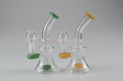 China Grünes orange Endplatten Perc Glass Dab Rig Glass Mini Bong 6,9 Zoll zu verkaufen