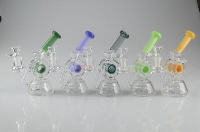 China 6.7 Inch Mini Size Glass Dab Rig Large Ring And Doughnut Glass Bong for sale