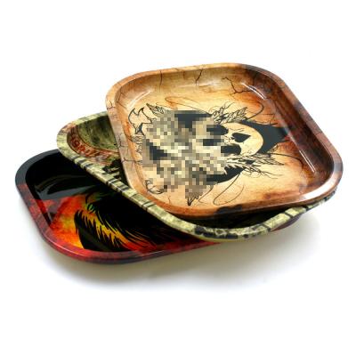 Cina spezia Herb Smoking di Tin Metal Rolling Tray Fpr di rettangolo di 18*14cm in vendita