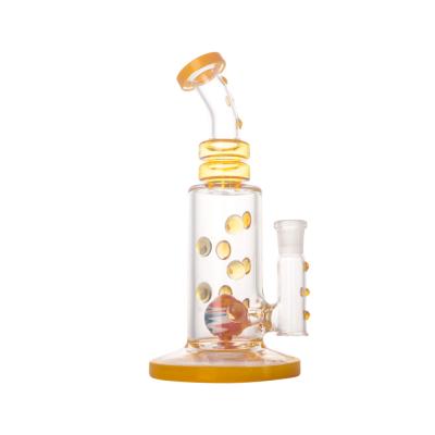 China Yellow Smoking 10mm Thickness Glass Bong 9.1 Inches Height for sale