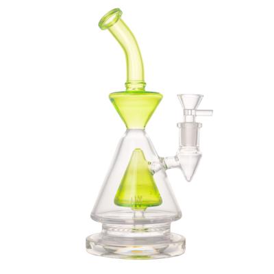 China 4 Inches Base Green Jade Smoking Glass Bong 9.5 Inches Height for sale