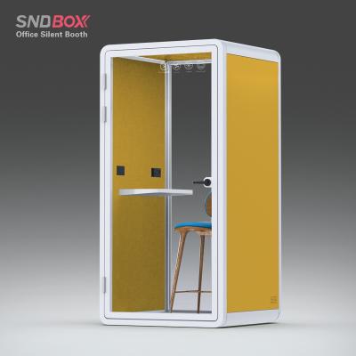 China Adjustable (height) Hot Sales Yellow Single Person Sound Proof Booth Living Office Portable Office Pods Soundproof Booth for sale