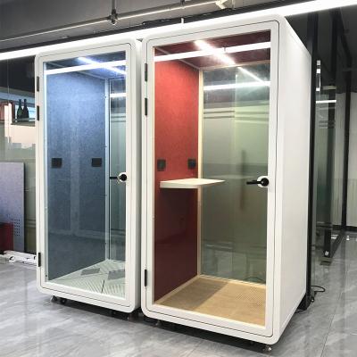 China Adjustable (height) Single person movable personal soundproof cabin office private phone pod sound proof booth for sale