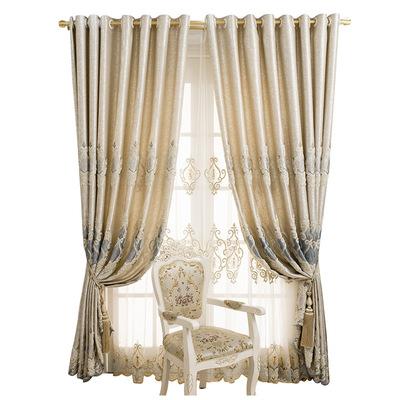 China Luxury Fire Retardant Wholesale European Chenille Window Embroidery Piece Curtain For Home Use for sale