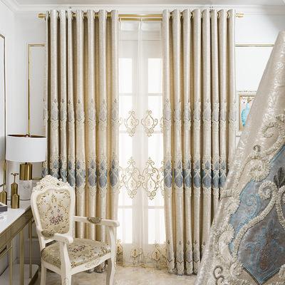 China Wholesale New Luxury Customized Fire Retardant Grommet Embroidery Windows Curtain For Living Room for sale