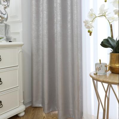 China Factory Price Blackout Aluminum Grommet Blackout Metal Silk Curtain in Silver Shiny Metallic Faux Foil for Bedroom for sale