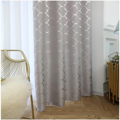 China Wholesale High Quality Luxury Blackout Blackout Silver Foil Print Blackout Curtain For Living Room for sale